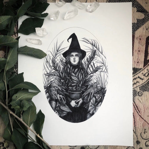 The Green Witch Art Print by Caitlin McCarthy