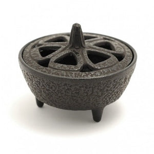 Black Cast Iron Incense Resin Bowl with Lid