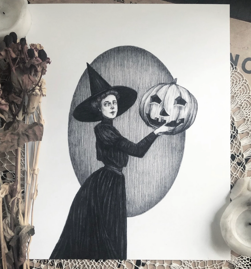 Pumpkin Witch Art Print by Caitlin McCarthy